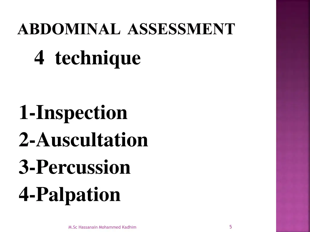 abdominal assessment 4 technique