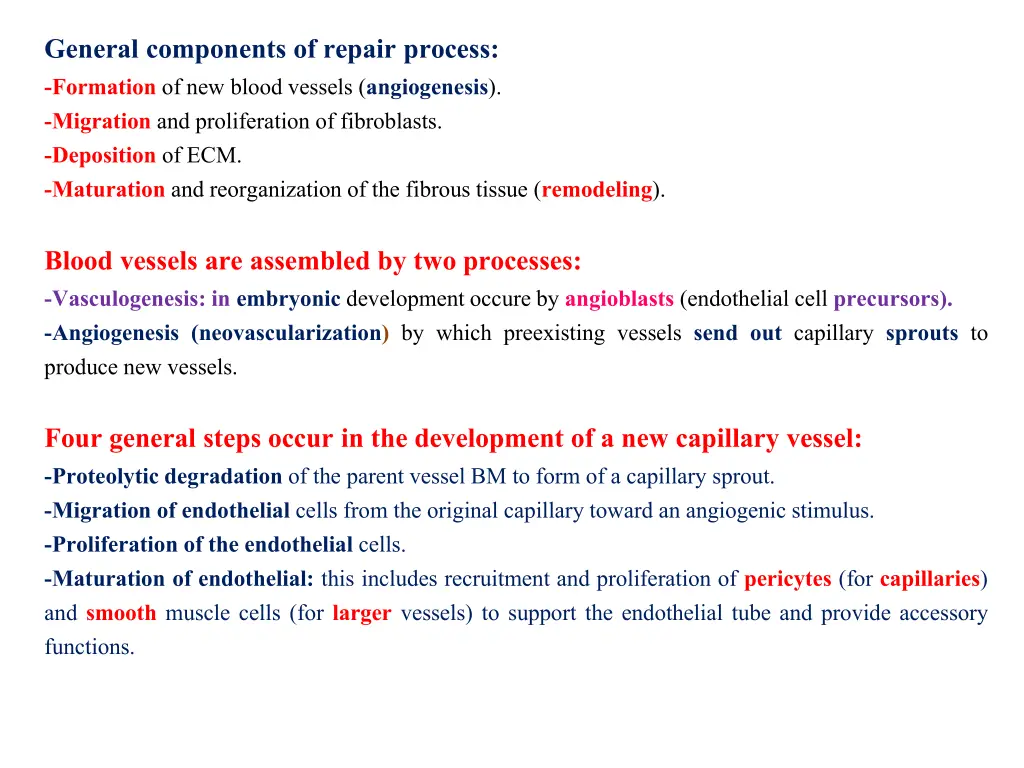 general components of repair process formation