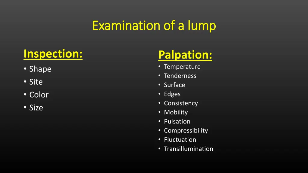 examination of a lump examination of a lump