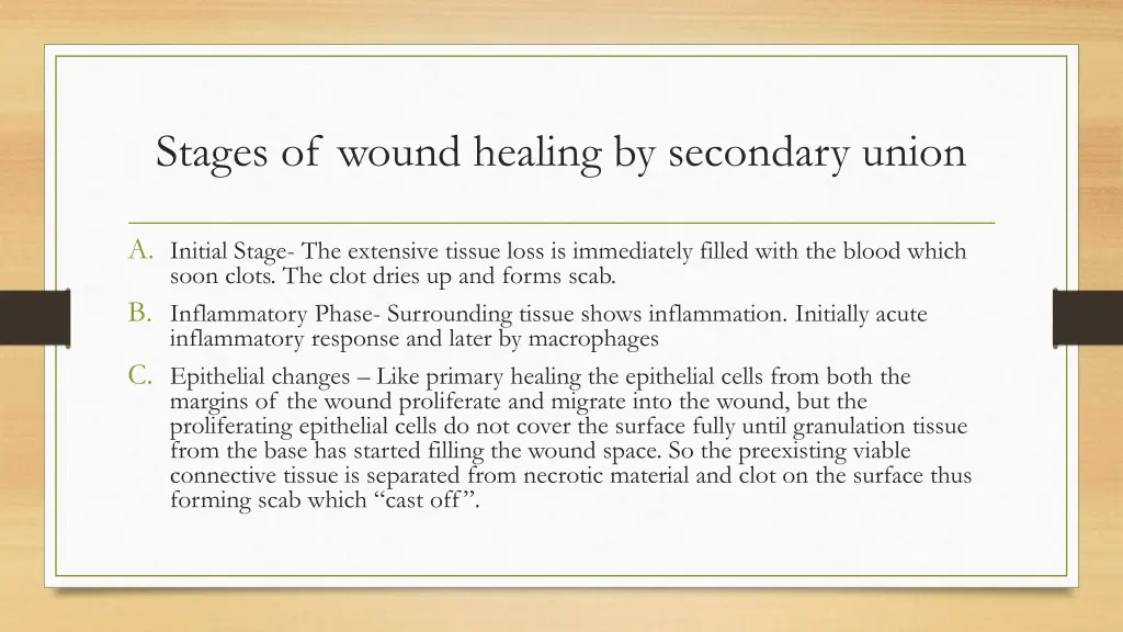 stages of wound healing by secondary union