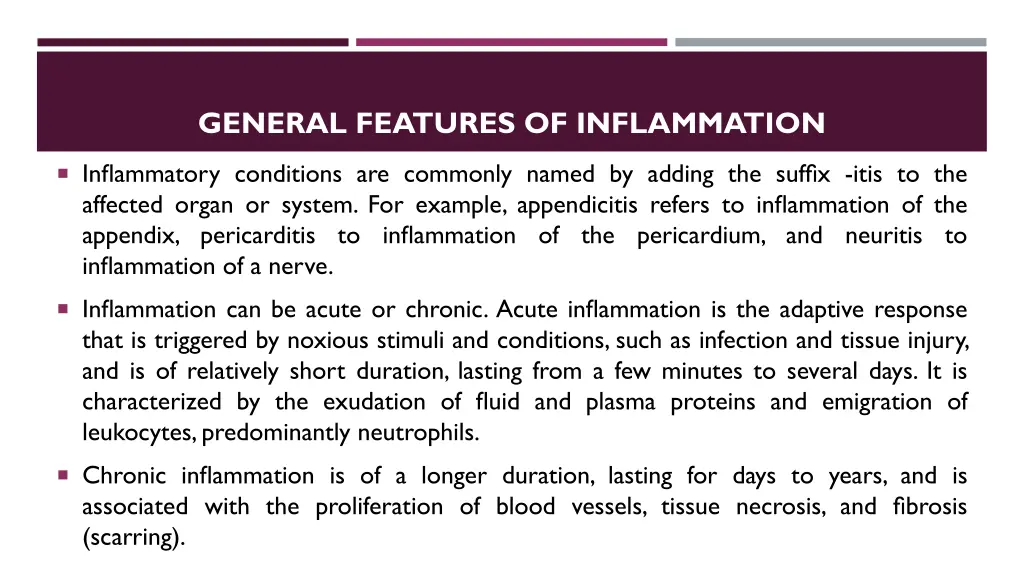 general features of inflammation