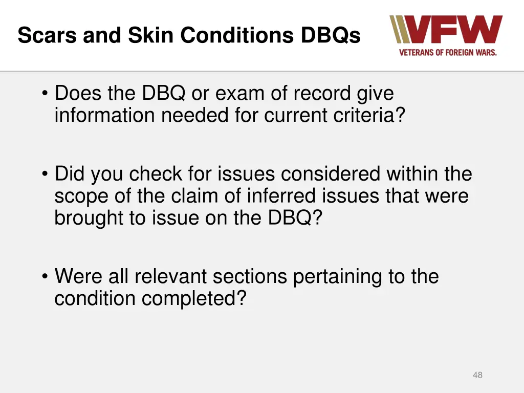 scars and skin conditions dbqs