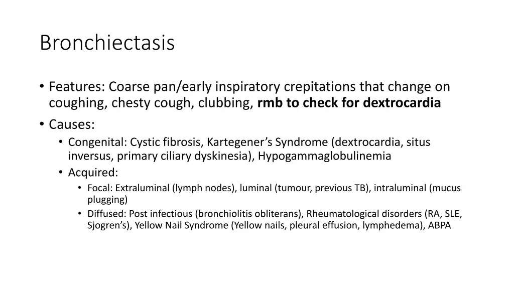 bronchiectasis