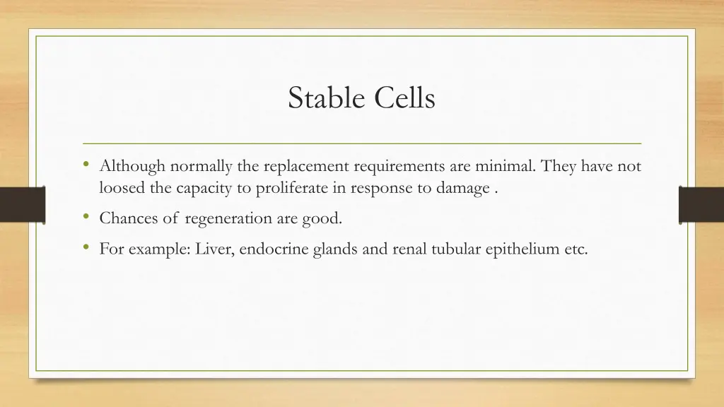 stable cells