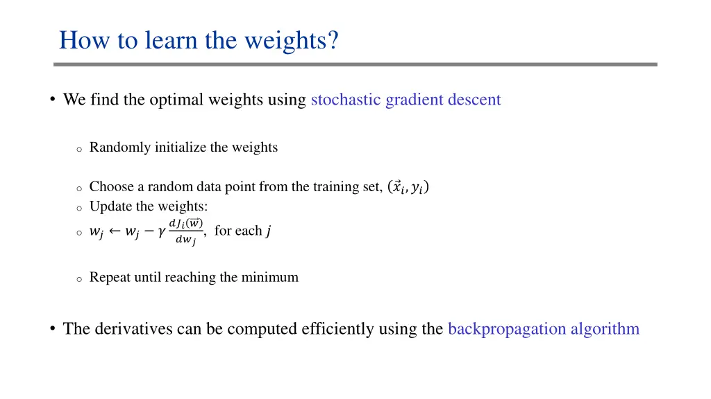 how to learn the weights