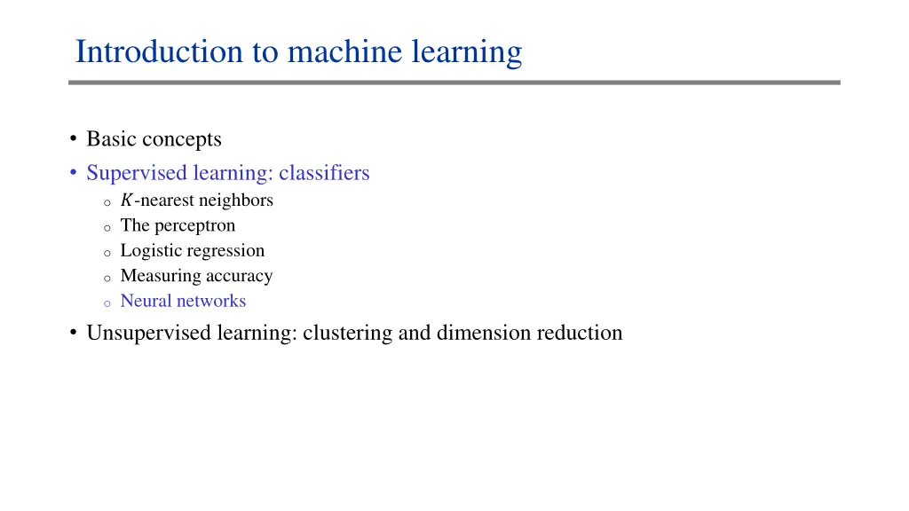 introduction to machine learning