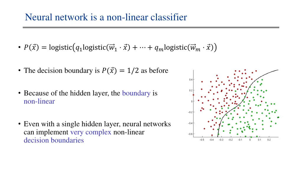 neural network is a non linear classifier