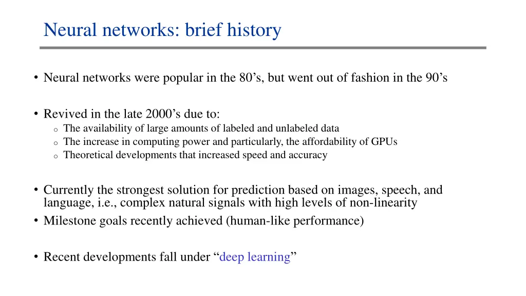 neural networks brief history