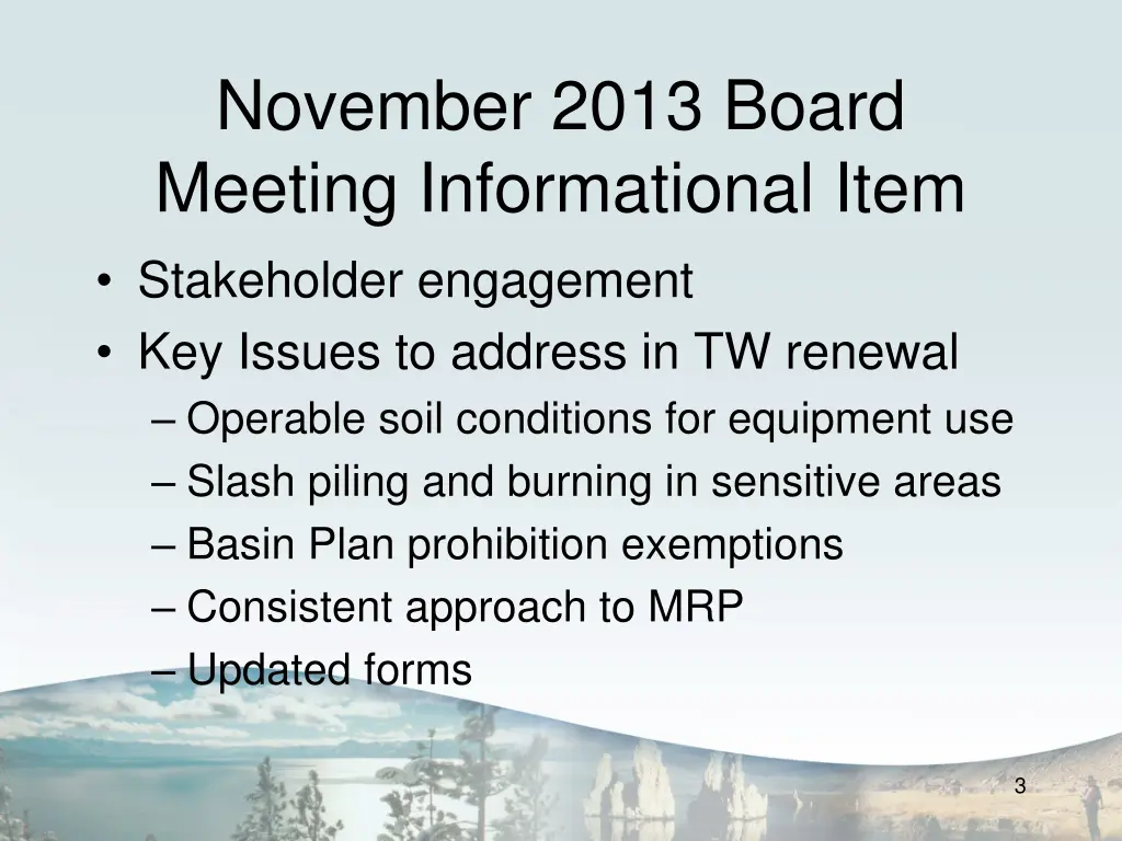 november 2013 board meeting informational item