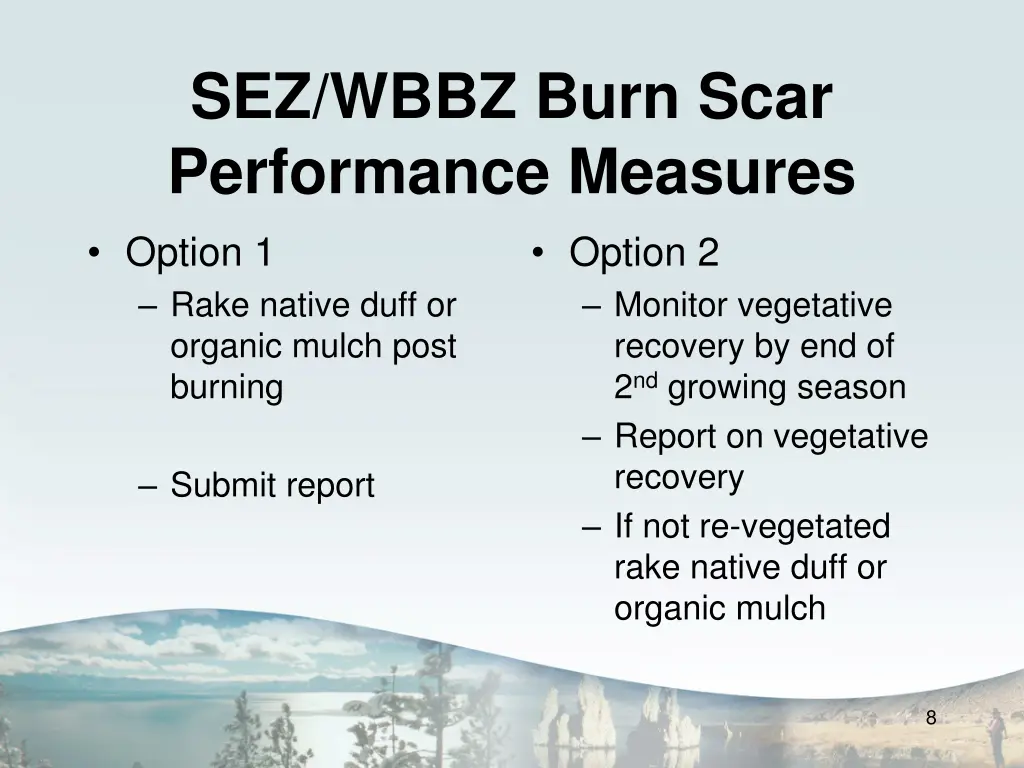 sez wbbz burn scar performance measures