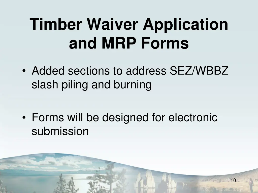 timber waiver application and mrp forms