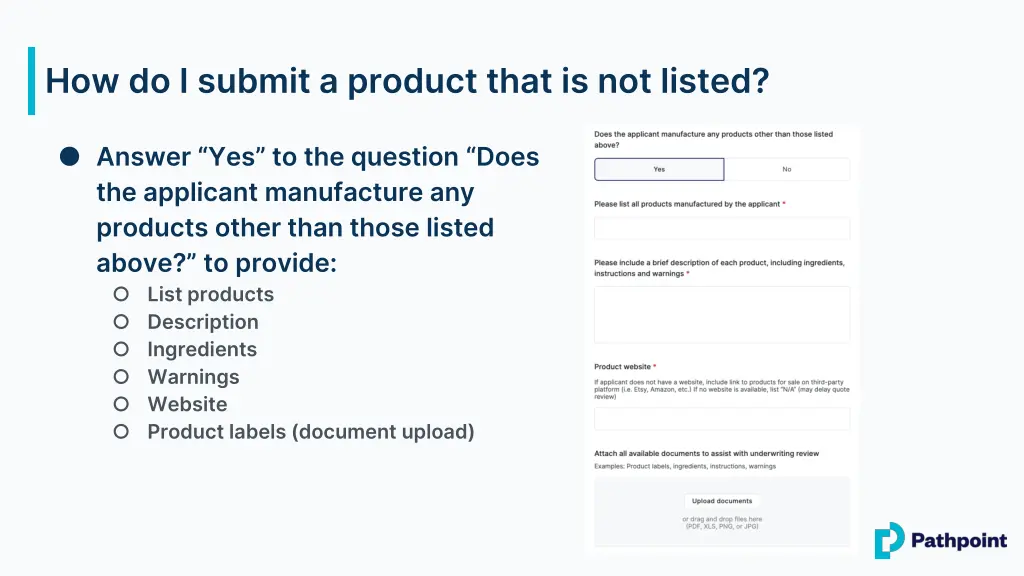 how do i submit a product that is not listed