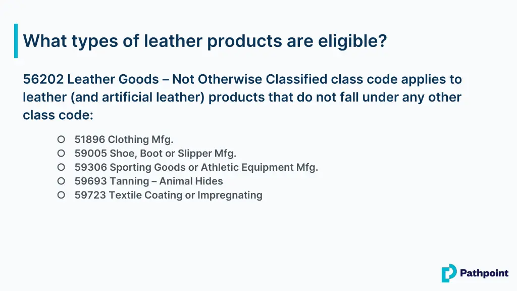 what types of leather products are eligible