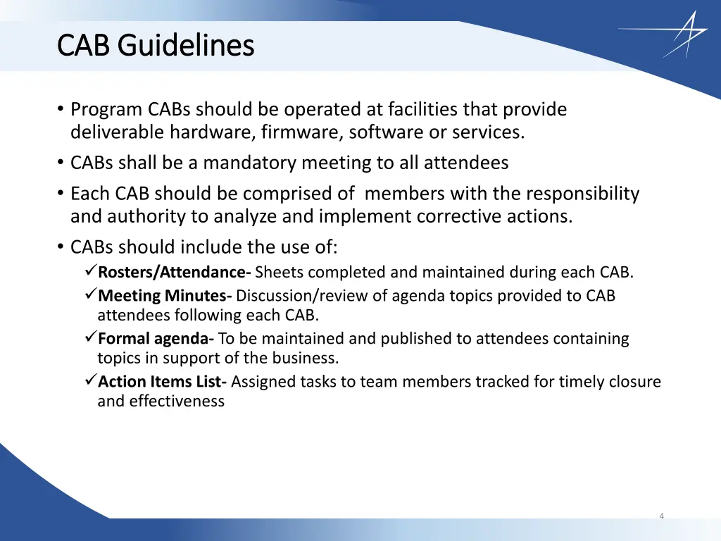 cab guidelines cab guidelines