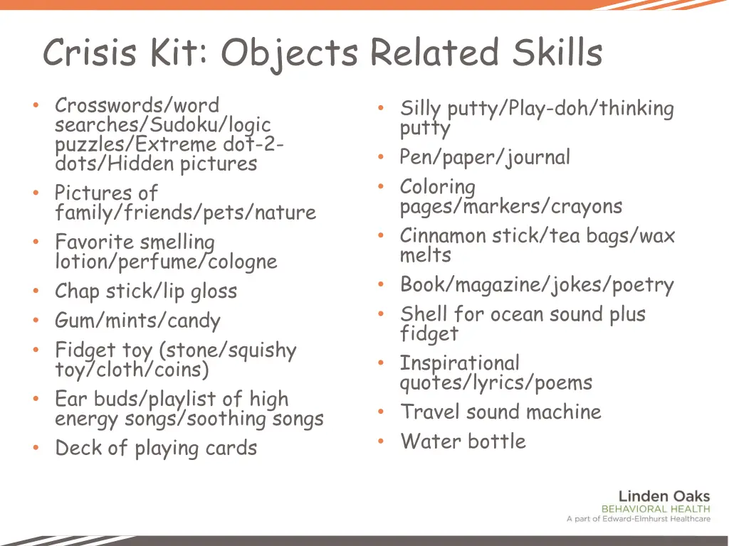 crisis kit objects related skills