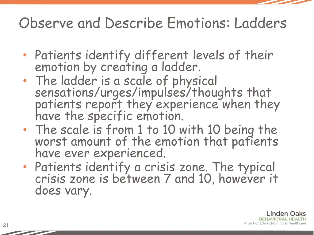 observe and describe emotions ladders