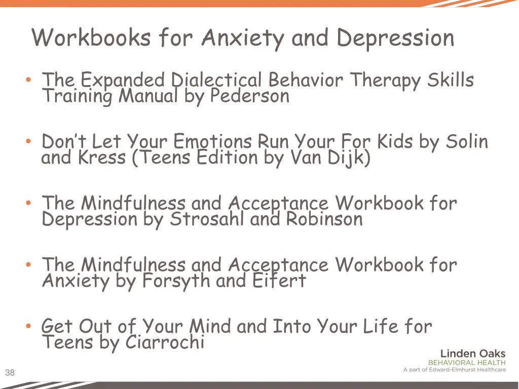 workbooks for anxiety and depression