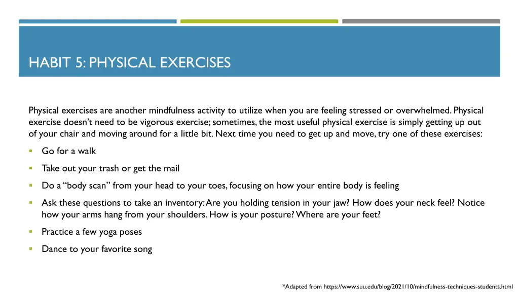 habit 5 physical exercises