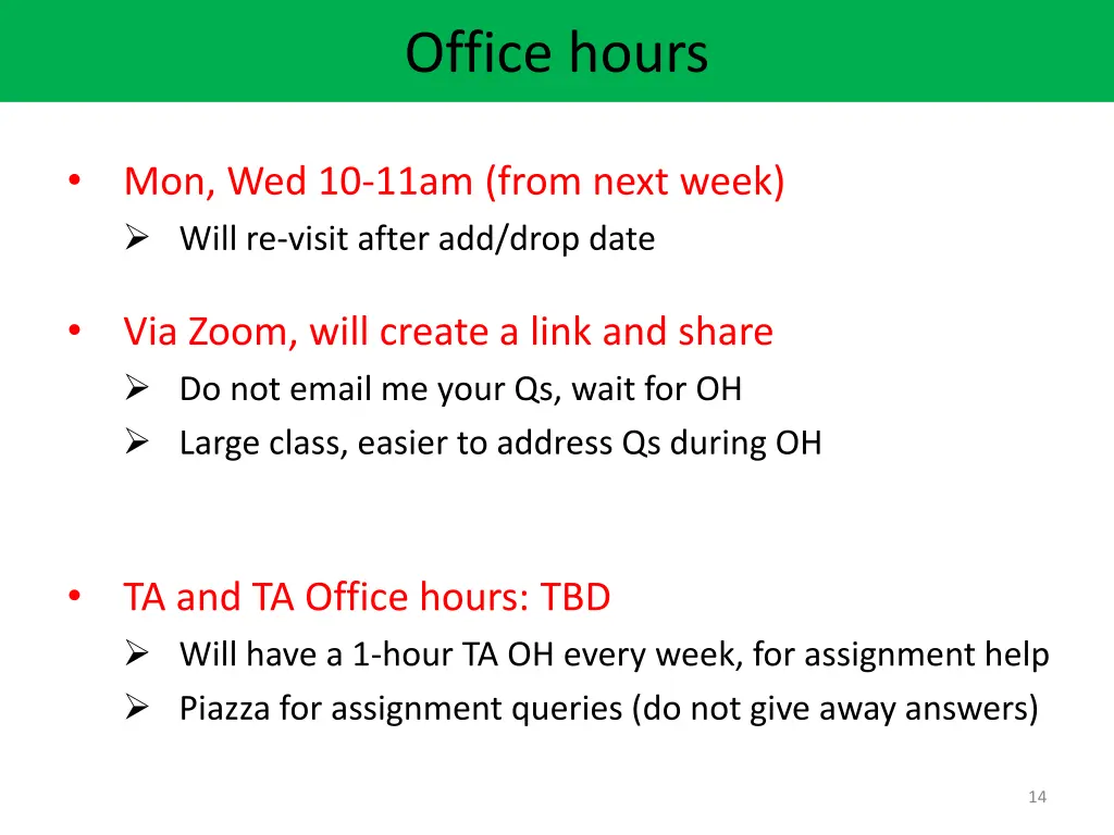 office hours