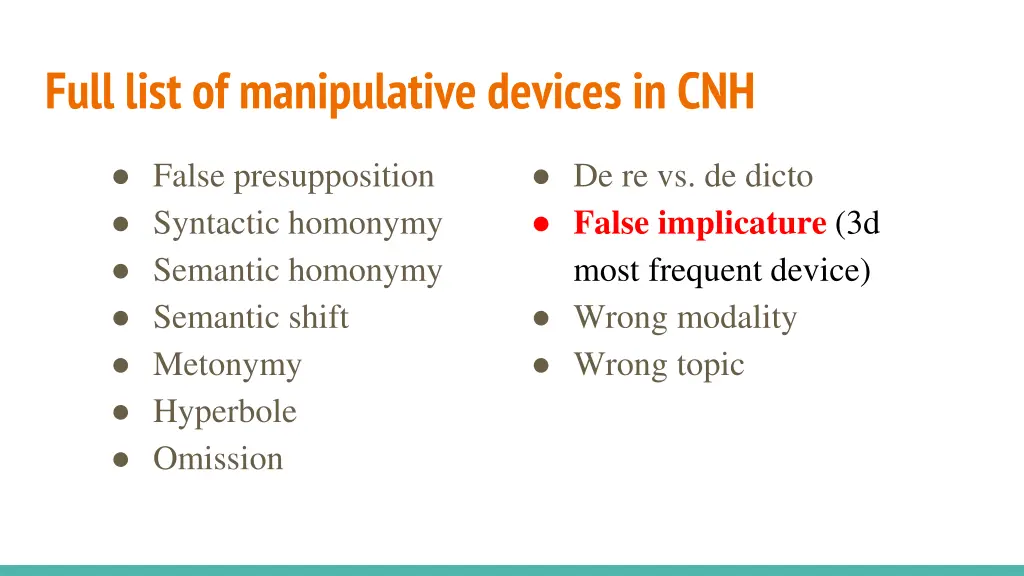 full list of manipulative devices in cnh