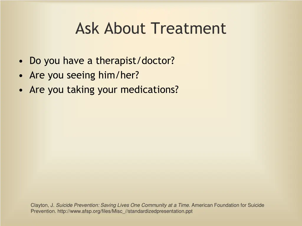 ask about treatment