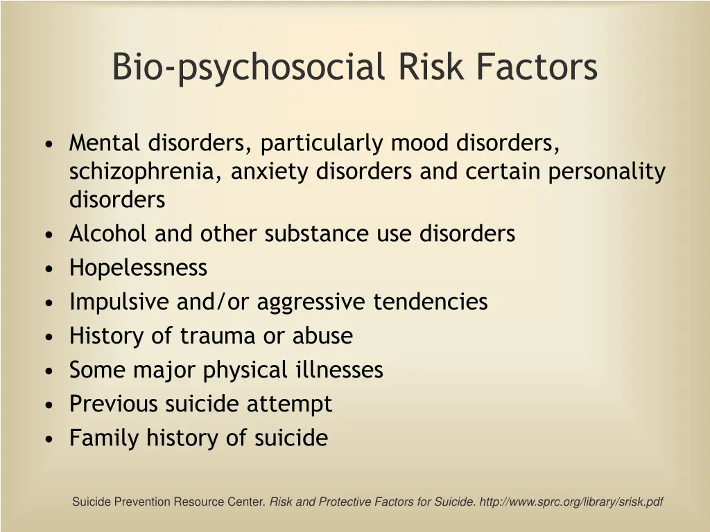 bio psychosocial risk factors