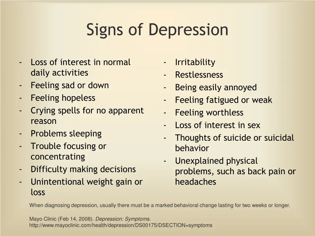 signs of depression