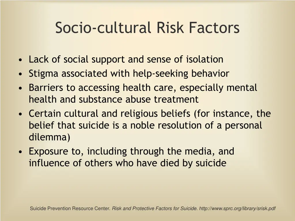 socio cultural risk factors