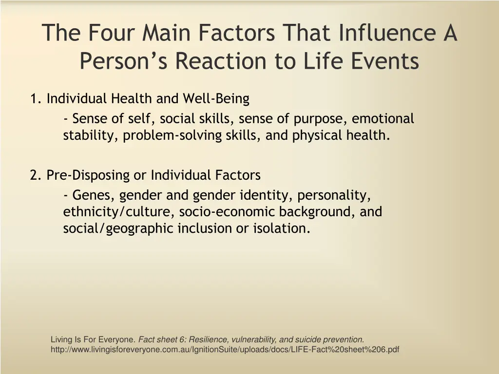 the four main factors that influence a person