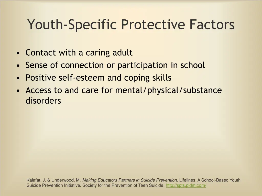 youth specific protective factors