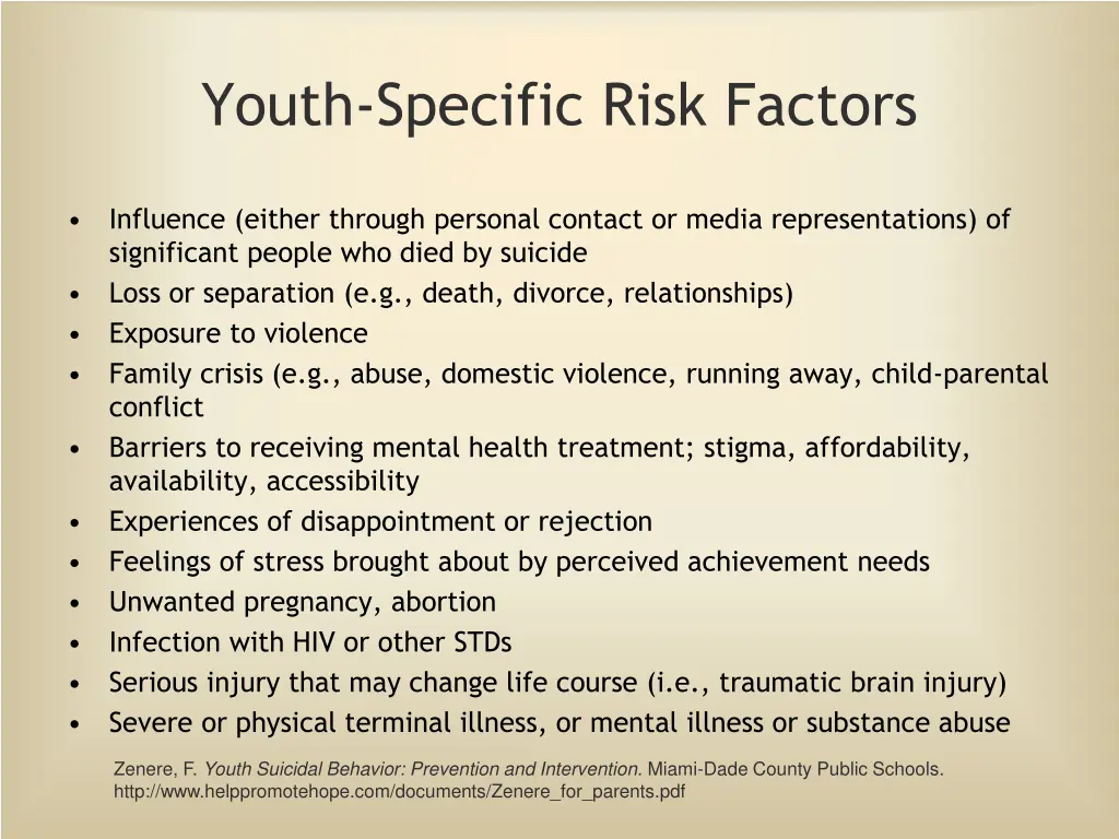 youth specific risk factors 1