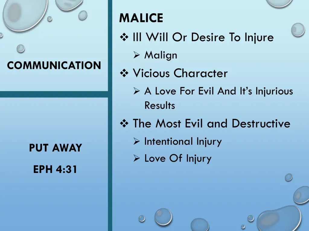 malice ill will or desire to injure malign