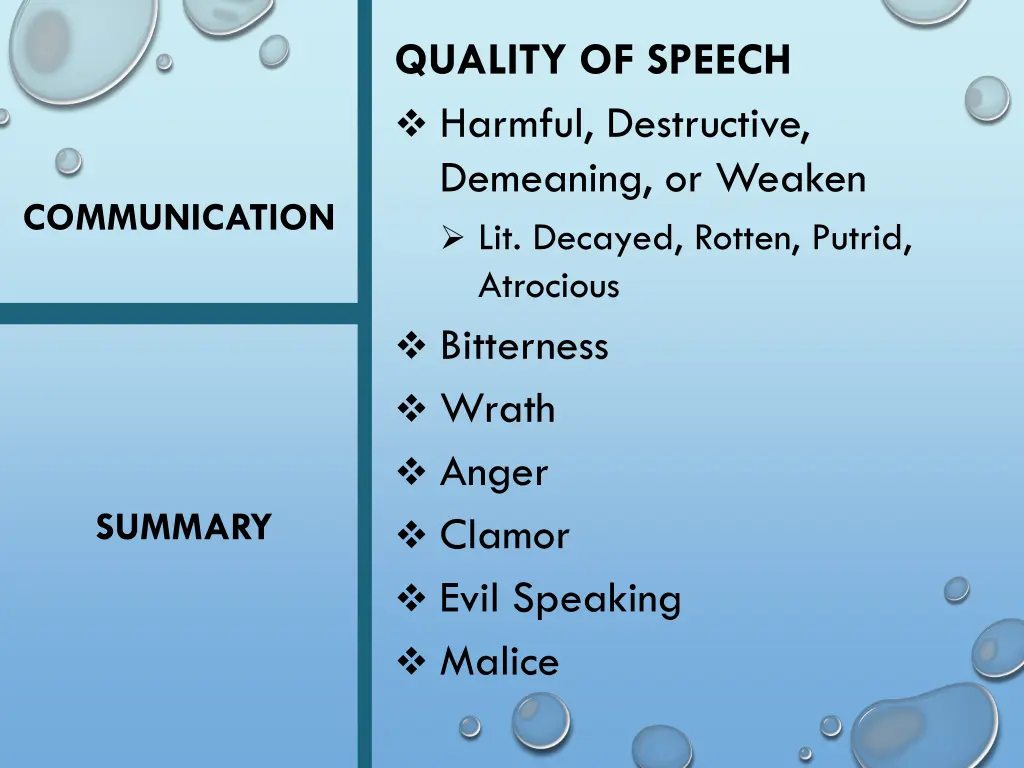 quality of speech harmful destructive demeaning