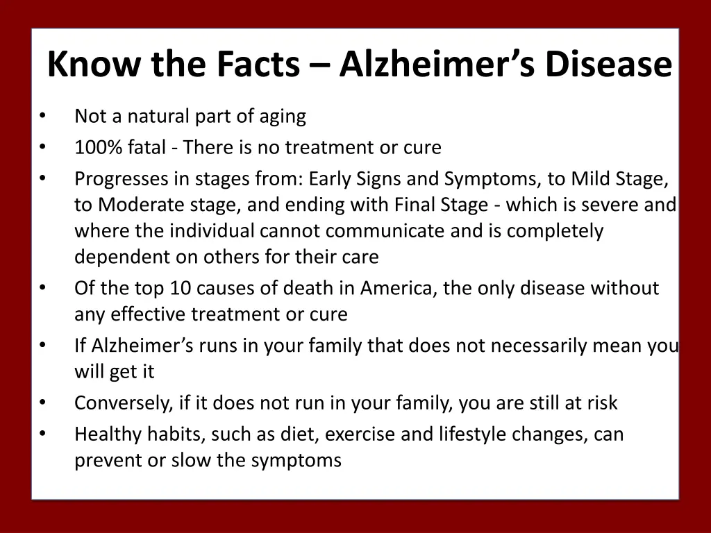 know the facts alzheimer s disease