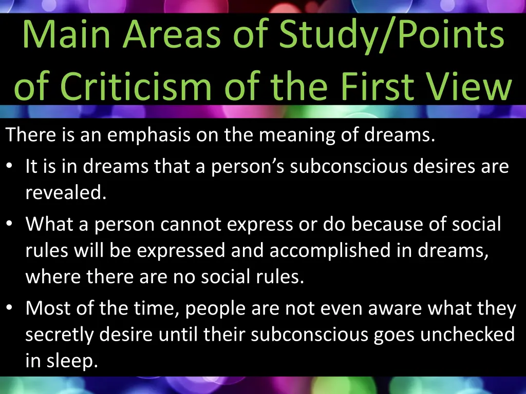 main areas of study points of criticism 1