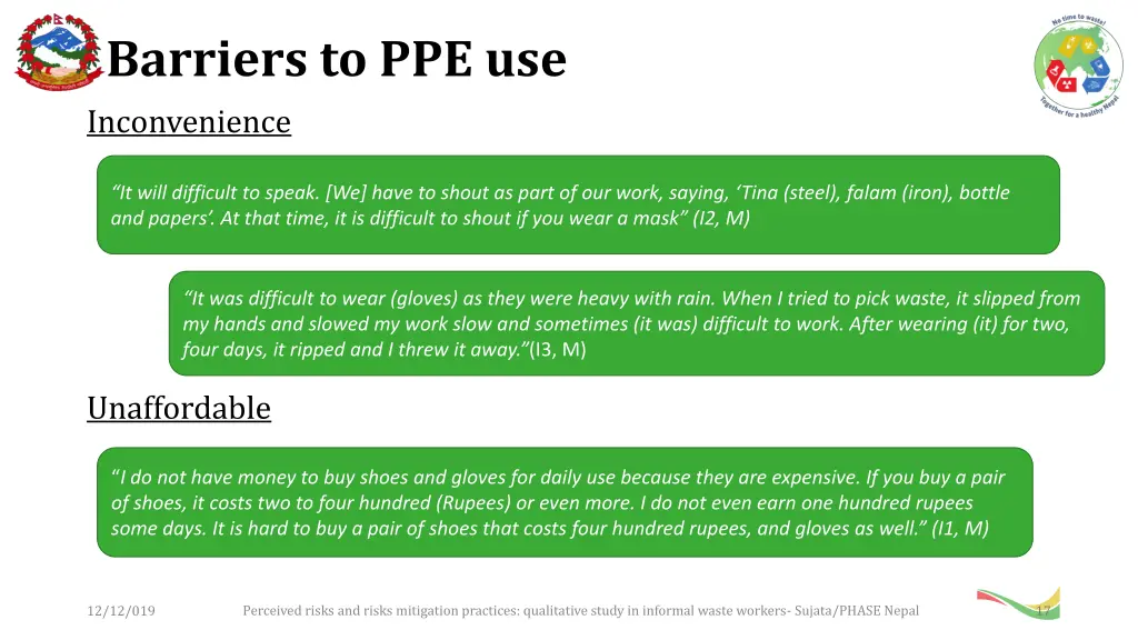 barriers to ppe use inconvenience