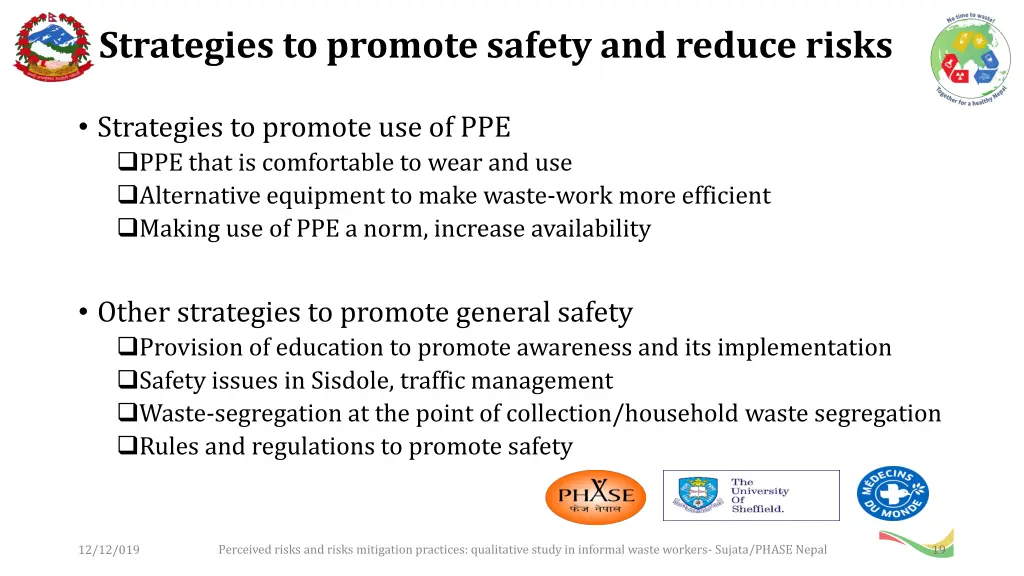 strategies to promote safety and reduce risks