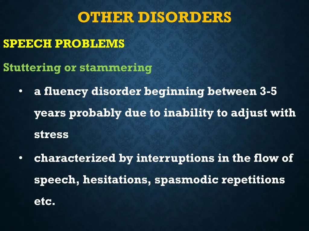 other disorders