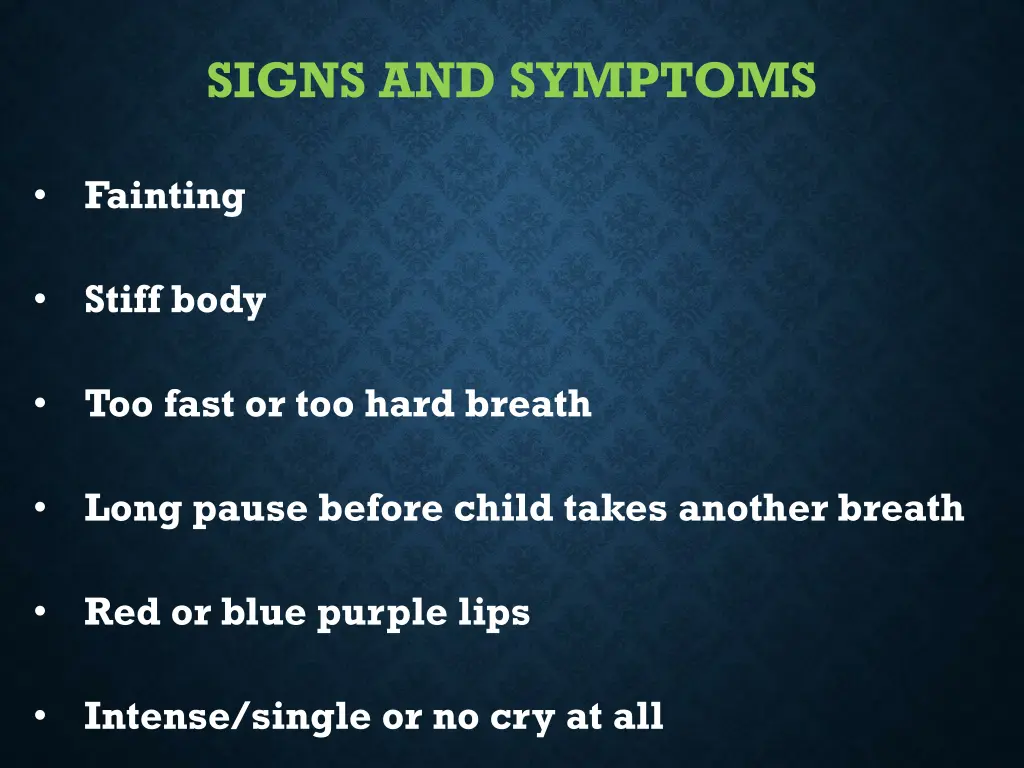 signs and symptoms