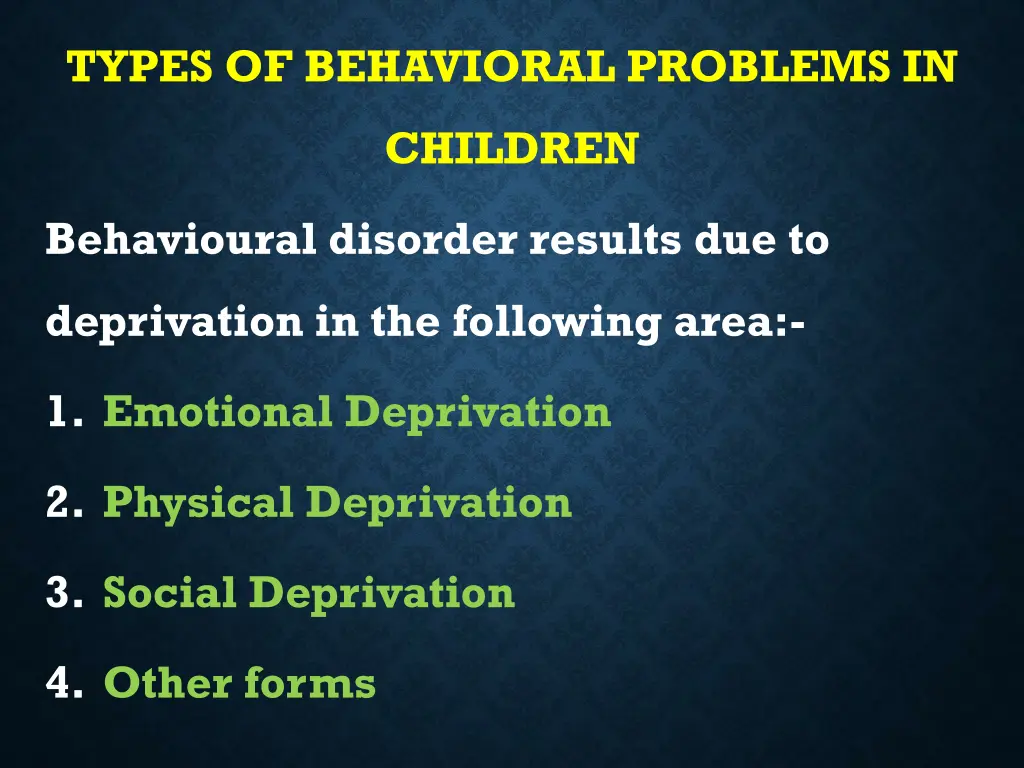 types of behavioral problems in