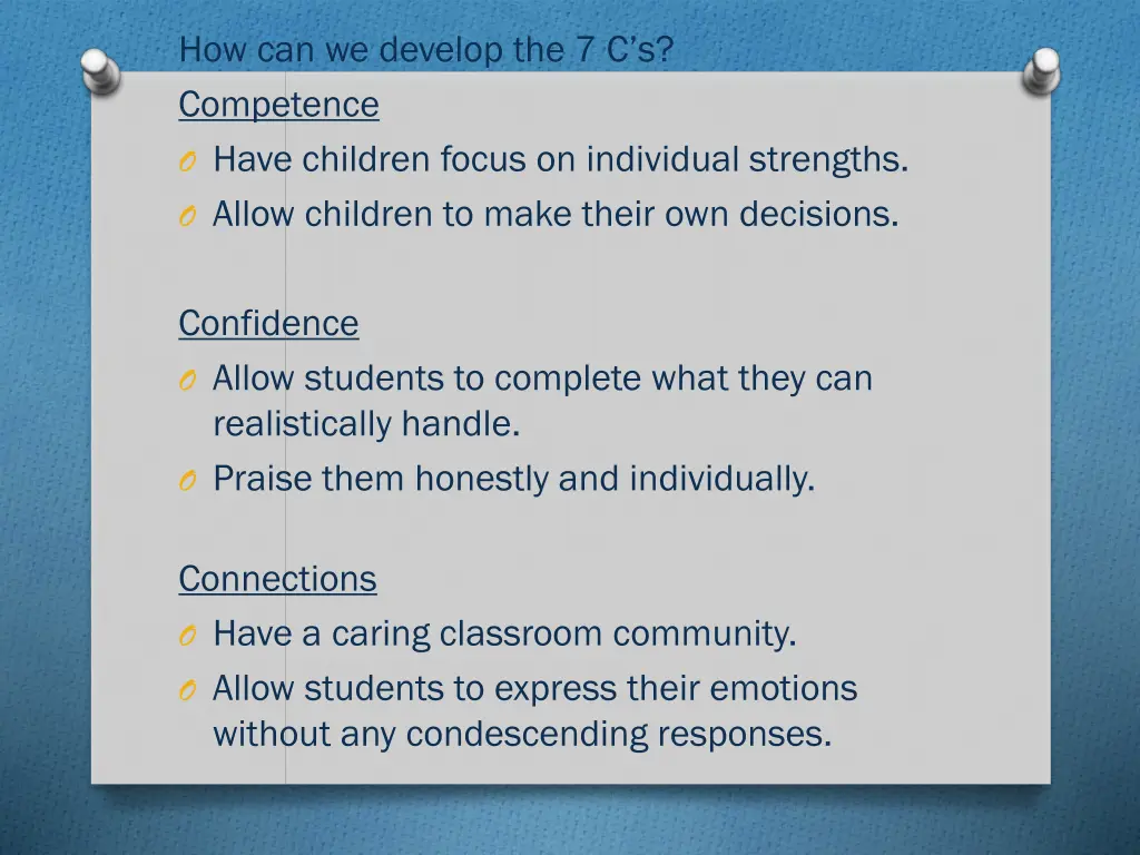 how can we develop the 7 c s competence o have