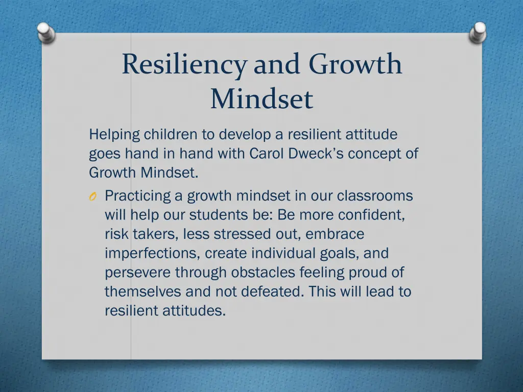resiliency and growth mindset