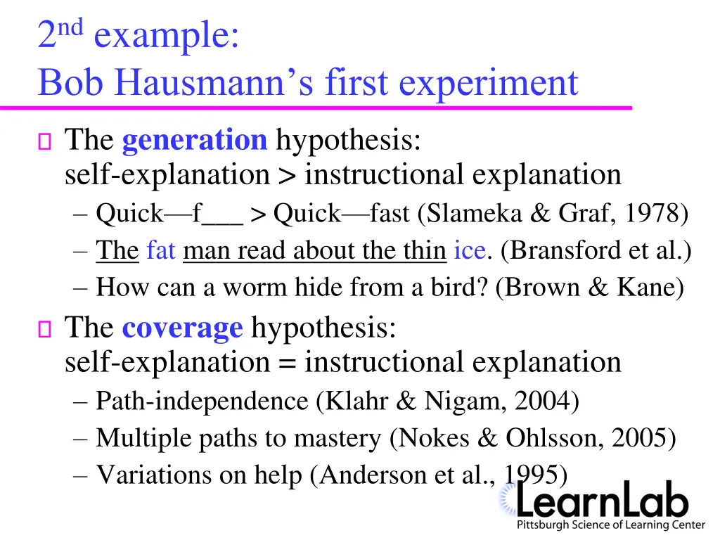 2 nd example bob hausmann s first experiment