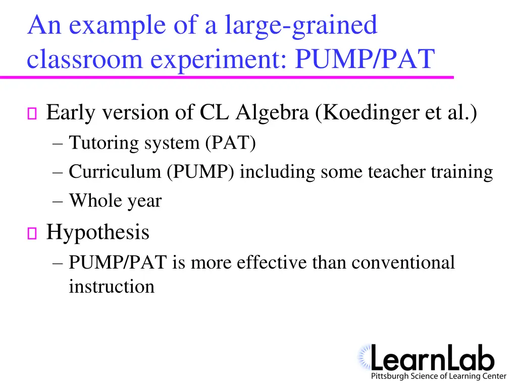 an example of a large grained classroom