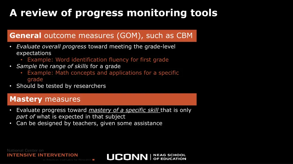 a review of progress monitoring tools