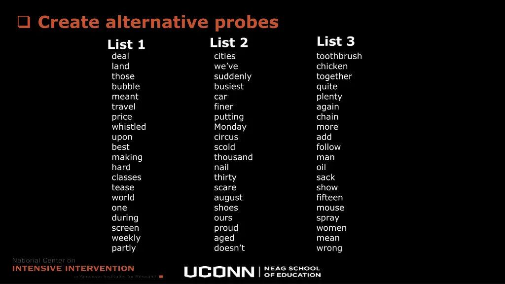 create alternative probes list 1