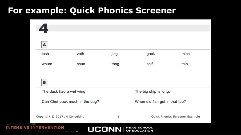 for example quick phonics screener