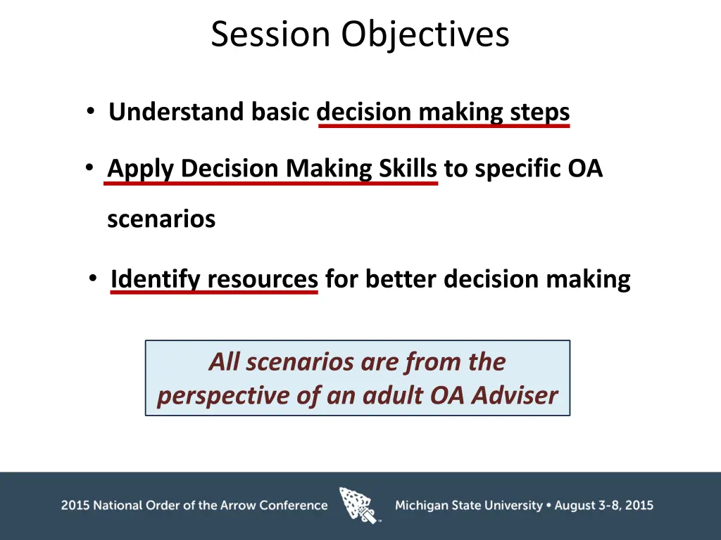 session objectives