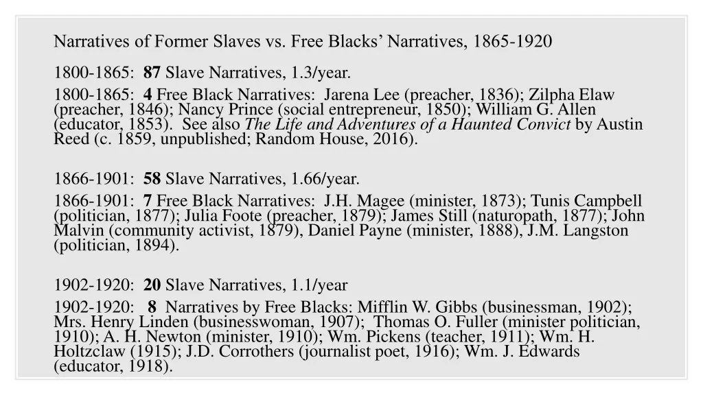 narratives of former slaves vs free blacks