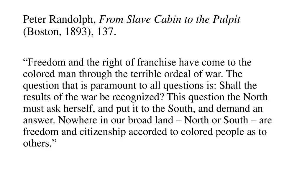 peter randolph from slave cabin to the pulpit